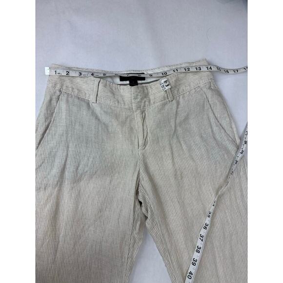 Linen Trouser Neutral Stripe Banana Republic Beige Pants Straight 2012 Size 2 - Picture 3 of 10
